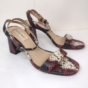 Antonio Melani women's black and red snake print heel sandals size (8.12)